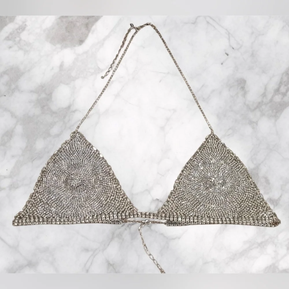 Express Vintage Silver Diamante Bra Like New - Picture 2 of 15